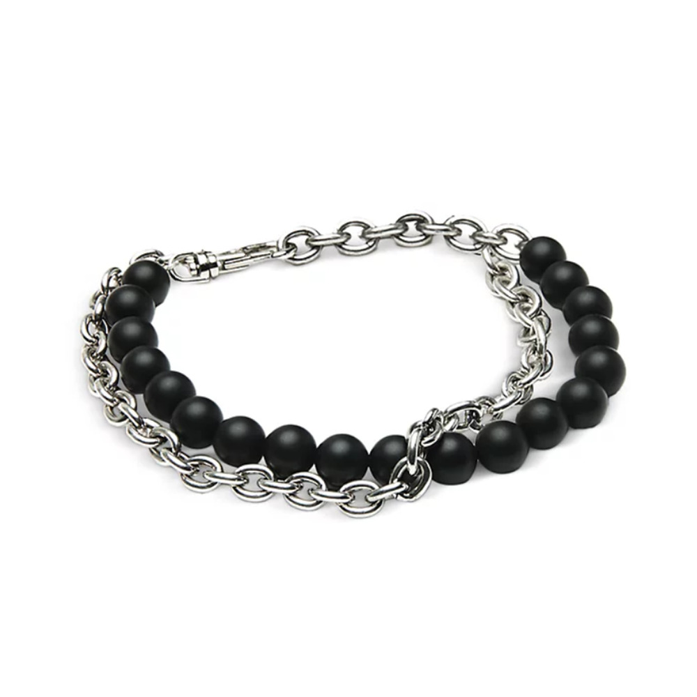 The Monotype The Duncan Onyx Beaded Bracelet Silver/Black